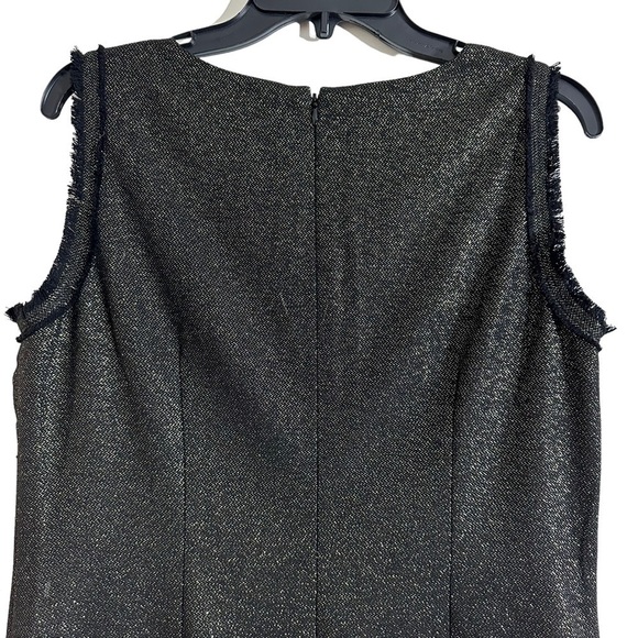 NWT Ann Taylor Black Golden Metallic Sleeveless Mini Shift Dress Fringed - Picture 7 of 11